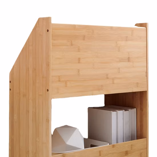 Estante de exhibición de bambú para libros y revistas, organizador derecho multifunción, estante de almacenamiento