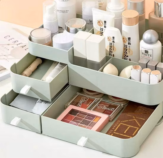 Organizador de escritorio de maquillaje de gran capacidad con cajones